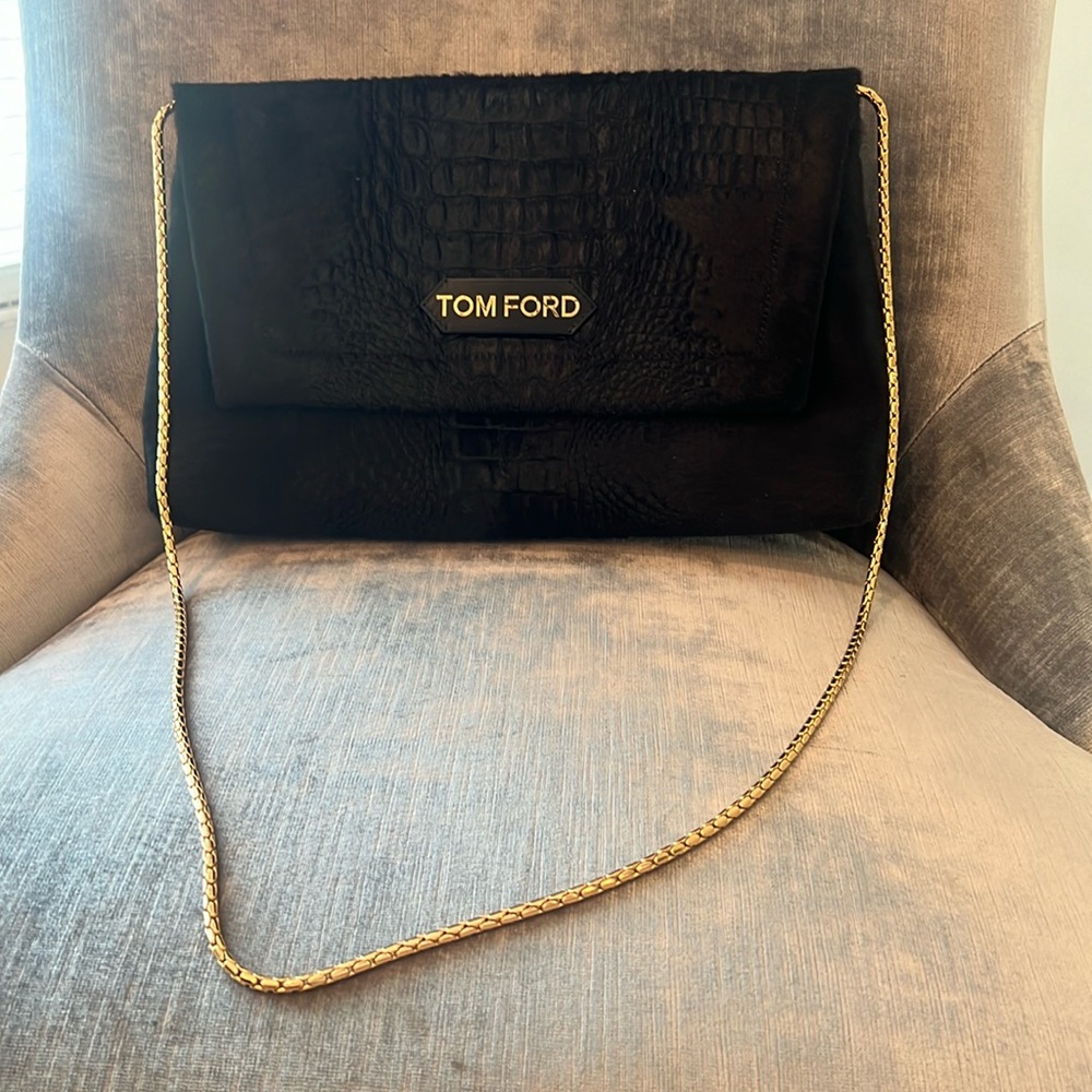 Tom Ford Calf Skin Shoulder Bag- Blk